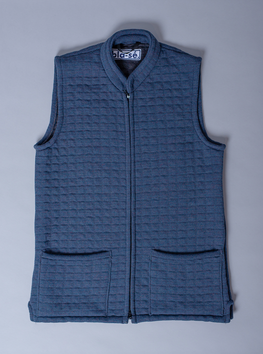 Waffle Knit Gilet - Slate Blue