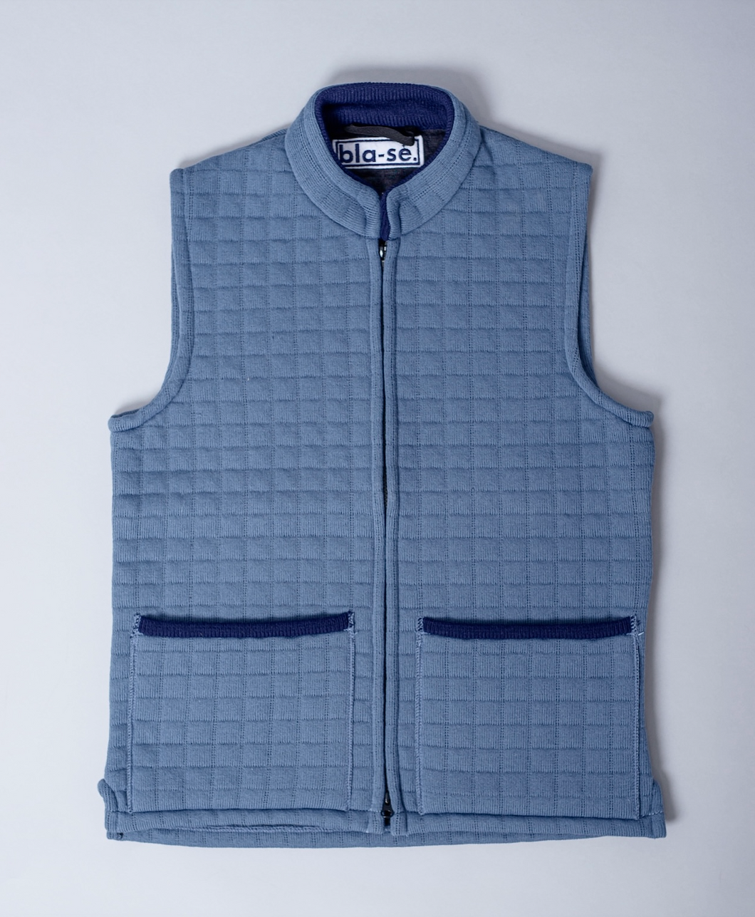 Waffle Knit Nehru Gilet - Denim with Navy trims (Limited Edition)